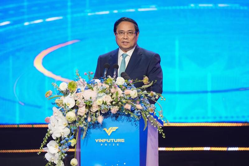 Prime Minister Pham Minh Chinh addressing the 2024 VinFuture Prize Award Ceremony held in Hanoi on December 6. 