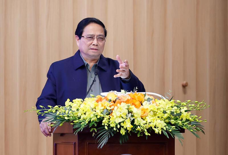 Prime Minister Pham Minh Chinh addressing the conference. 