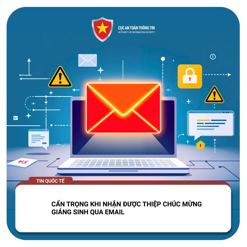 Cẩn trọng email chúc mừng Giáng sinh, dẫn dụ truy cập website giả mạo - Ảnh minh họa.