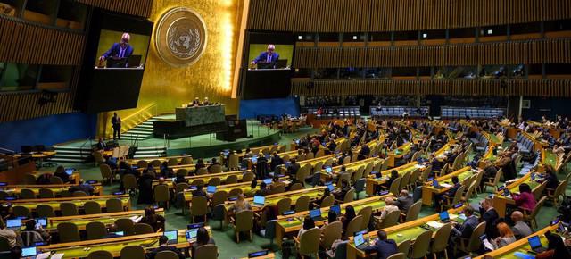 A wide view of the General Assembly as it considered, for adoption, the UN Convention against Cybercrime. Photo: VGP