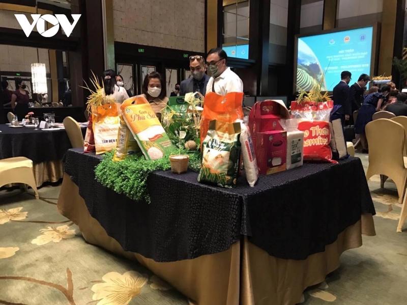 Vietnamese rice is on display at a trade promotion between Vietnam and the Philippines.