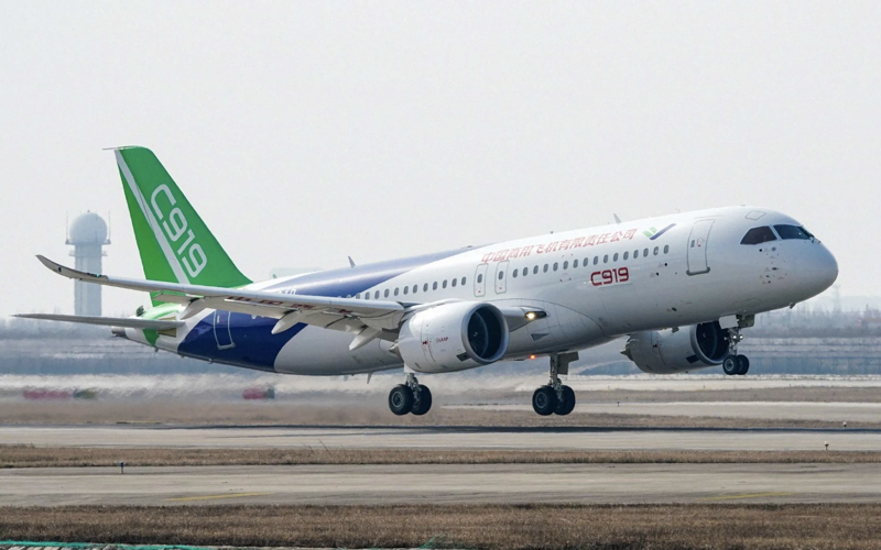 Một chiếc C919 của hãng COMAC, Trung Quốc - Ảnh: Bloomberg.