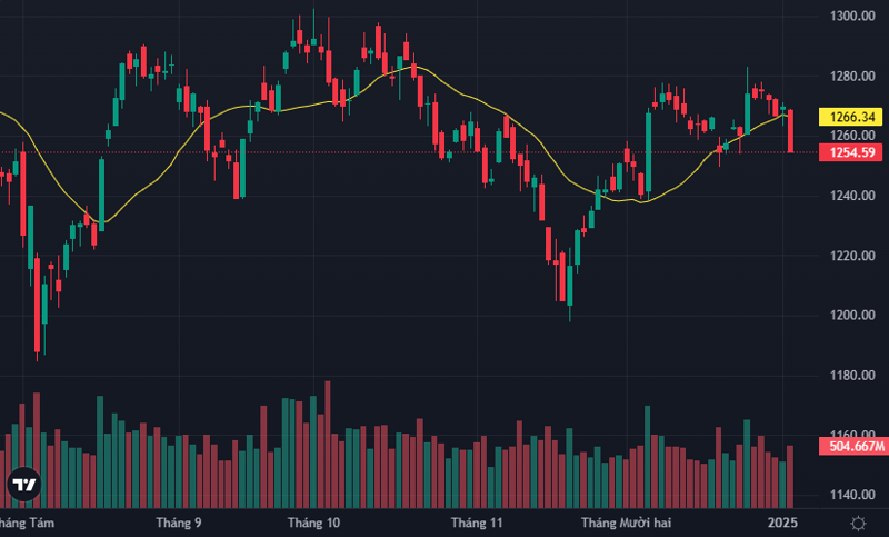 VN-Index giảm dữ dội hôm nay, quay lại kiểm định đáy ngắn hạn tháng 12.