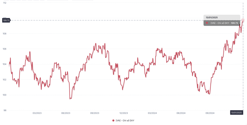 DXY liên tục tăng mạnh, ở mức cao nhất 2 năm (Nguồn: WiGroup)