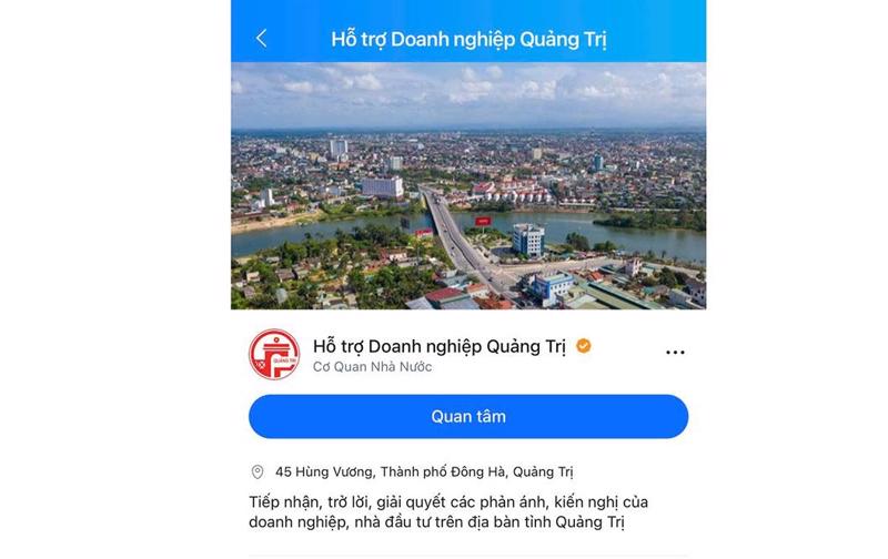 Trang Zalo Official “Hỗ trợ Doanh nghiệp Quảng Trị” chính thức đưa vào sử dụng