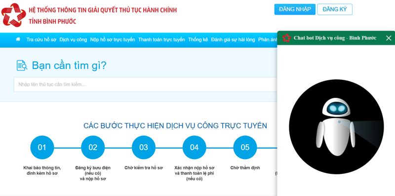 Trợ lý ảo Chatbot AI trên Cổng Dịch vụ công tỉnh Bình Phước