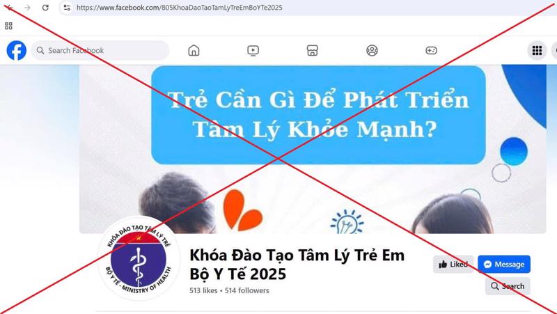 Hình ảnh trang Fanpage giả mạo Bộ Y tế.