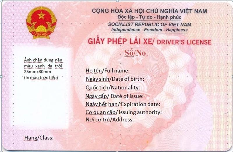 Mặt trước của mẫu giấy phép lái xe do Bộ Công an cấp. Ảnh: Cổng thông tin điện tử Bộ Công an.