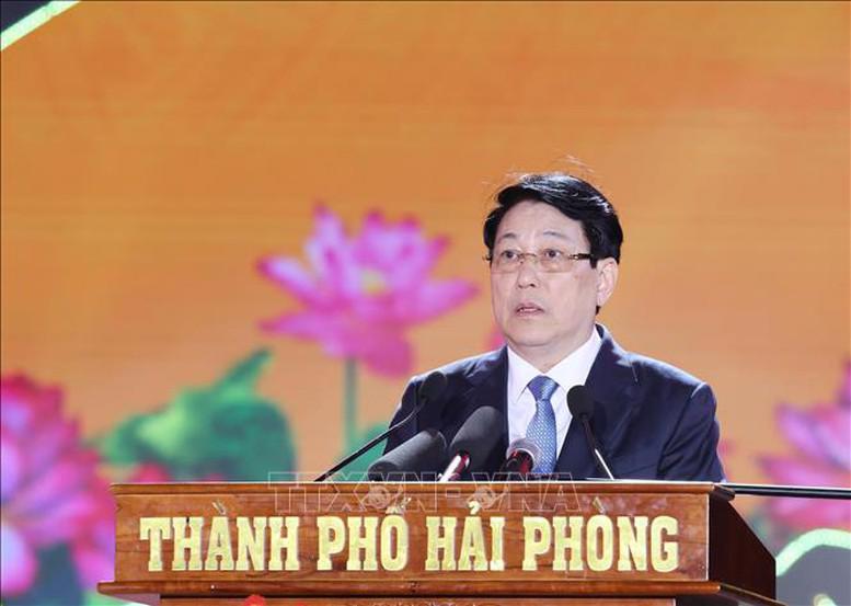 Chủ tịch nước Lương Cường phát biểu tại buổi lễ. Ảnh: VGP