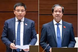 Bộ trưởng Bộ Tài chính Nguyễn Văn Thắng và Bộ trưởng Bộ Giáo dục và Đào tạo Nguyễn Kim Sơn sẽ trả lời chất vấn trước Quốc hội ngày 19-20/6. (Ảnh: P.Thắng)
