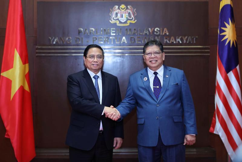 Thủ tướng Phạm Minh Chính hội kiến với Chủ tịch Hạ viện Malaysia Dato' Johari Bin Abdul - Ảnh: VGP