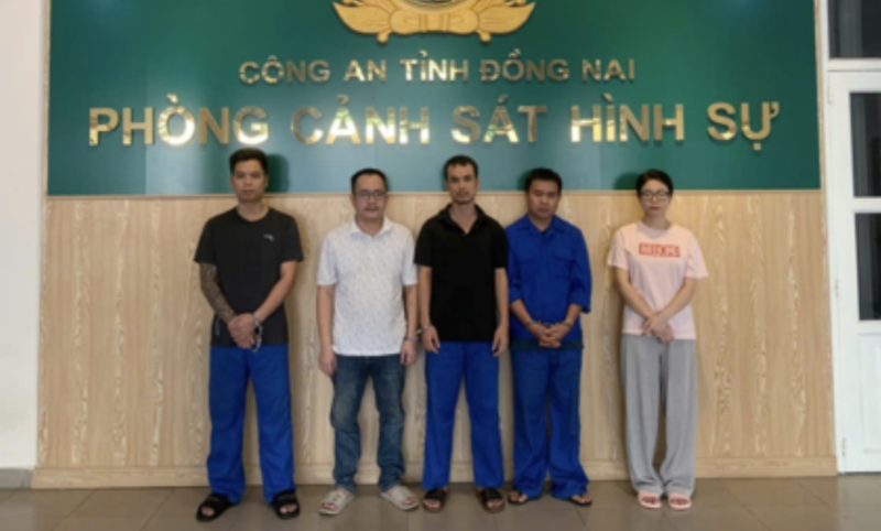Nhóm đối tượng bị Cơ quan Cảnh sát điều tra Công an tỉnh Đồng Nai bắt giữ.