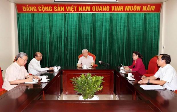 Tổng bí thư, Chủ tịch nước Nguyễn Phú Trọng chủ trì họp lãnh đạo chủ chốt - Ảnh 1.