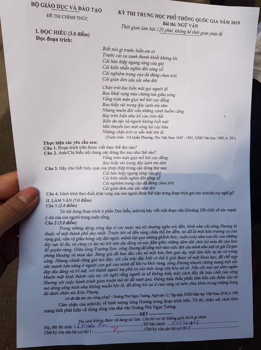 Thí sinh dễ thở với đề thi môn Ngữ văn - Ảnh 1.