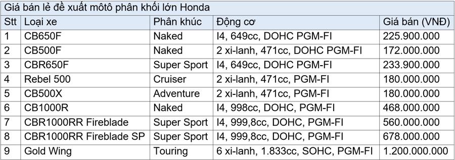 Loạt môtô phân khối lớn Honda giá từ 172 triệu đồng - Ảnh 1.