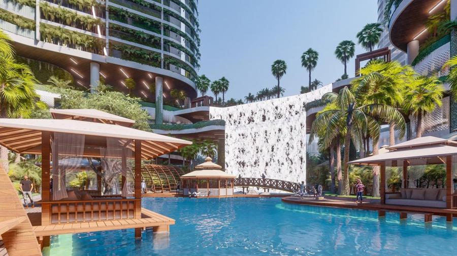 Tổ hợp resort hơn 1 tỷ USD có sông nhân tạo, thác nước và vườn nhiệt đới tiếp cận thềm căn hộ - Ảnh 1.