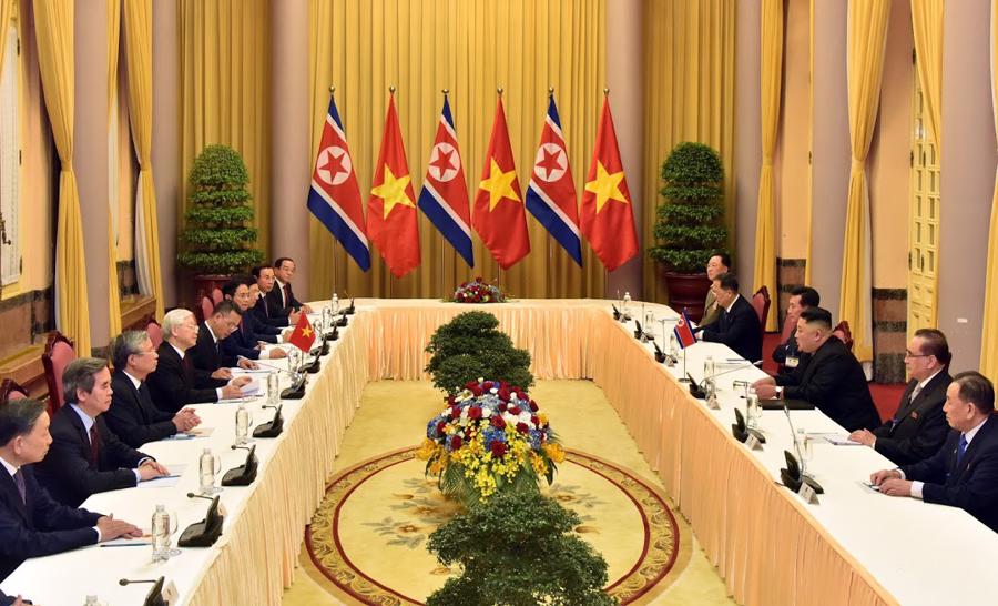 Tổng bí thư, Chủ tịch nước Nguyễn Phú Trọng đón Chủ tịch Kim Jong-un - Ảnh 7.