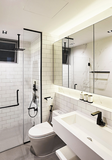 Phòng tắm sang trọng chỉ với hai tông màu đen và trắng - Ảnh 8.