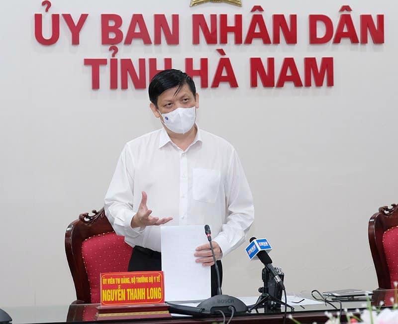 Bộ trưởng Bộ Y tế Nguyễn Thanh Long ph&aacute;t biểu tại cuộc họp với tỉnh H&agrave; Nam - Ảnh: VGP/Nhật Bắc &nbsp;