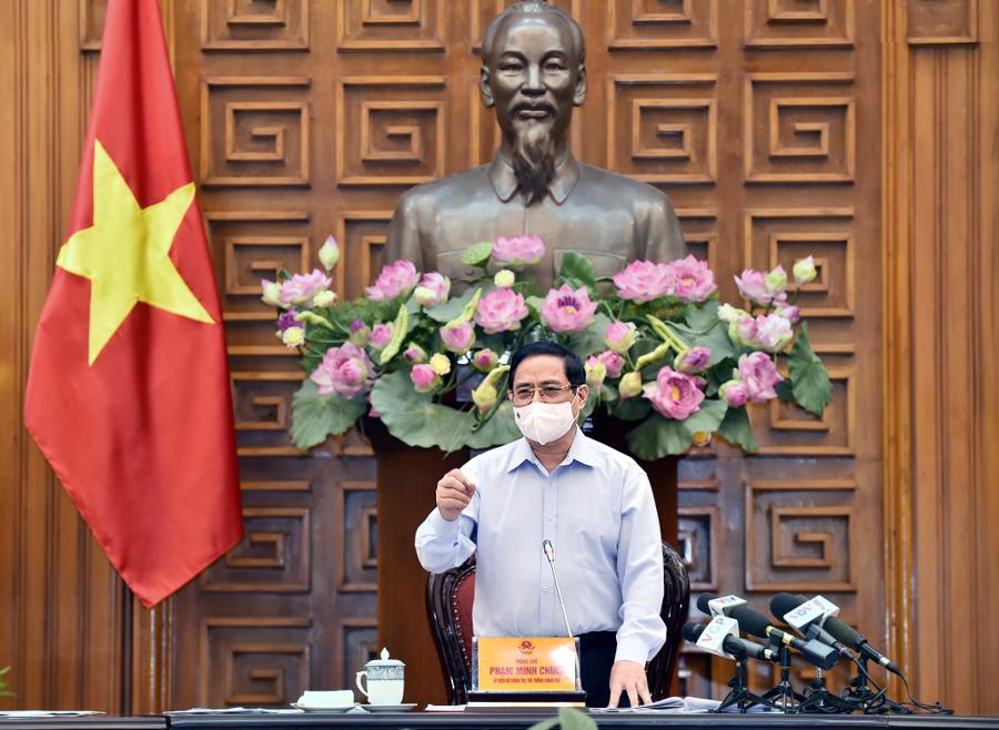 Thủ tướng Phạm Minh Ch&iacute;nh ph&aacute;t biểu kết luận buổi l&agrave;m việc - Ảnh: VGP