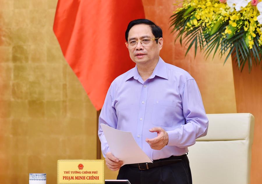 Thủ tướng Phạm Minh Ch&iacute;nh tại cuộc họp - Ảnh: VGP