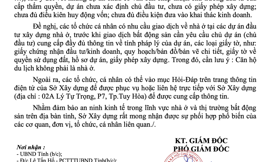 Phú Yên: Công khai thông tin các dự án bất động sản - Ảnh 1