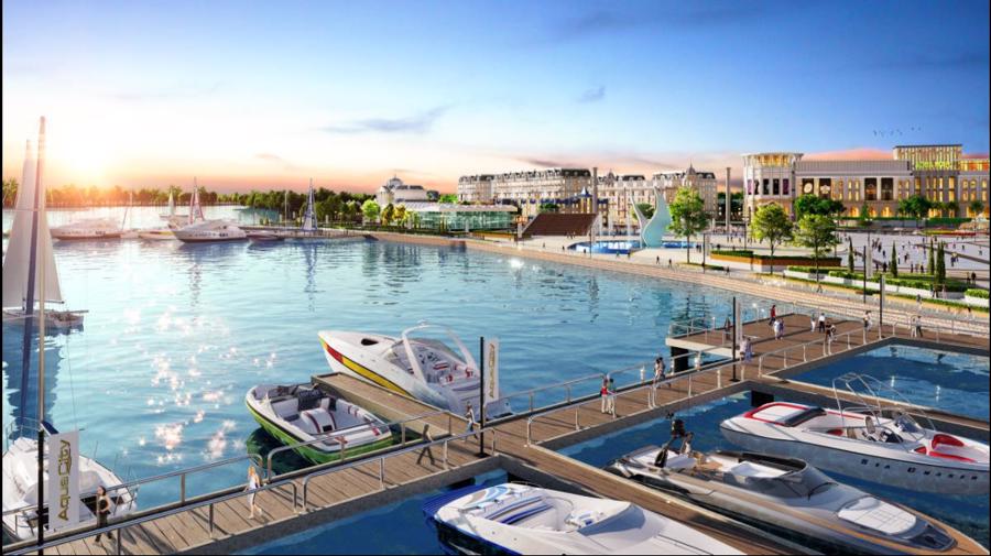 Phối cảnh tổ hợp quảng trường - bến du thuyền Aqua Marina tại Aqua City.