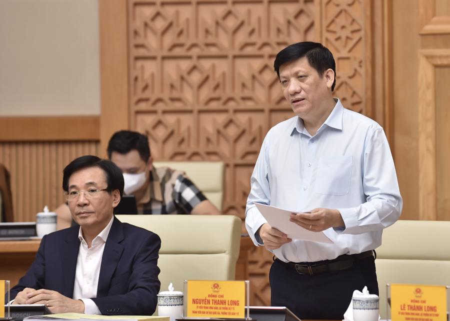 Bộ trưởng Y tế Nguyễn Thanh Long ph&aacute;t biểu tại buổi l&agrave;m việc - Ảnh: VGP.