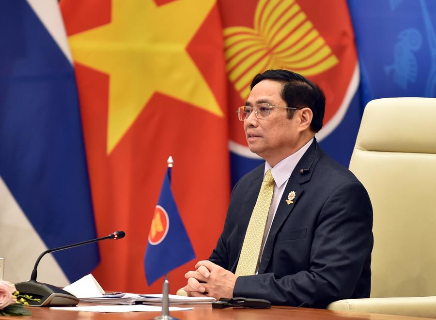 Thủ tướng Phạm Minh Ch&iacute;nh tại Hội nghị Cấp cao ASEAN - H&agrave;n Quốc lần thứ 22 - Ảnh: VGP