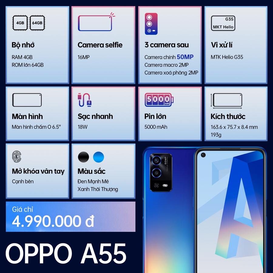 OPPO A55 trang bị camera AI 50MP siêu nét với giá 4,99 triệu đồng - Ảnh 2
