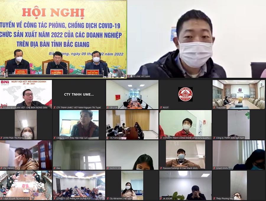 C&aacute;c doanh nghiệp n&ecirc;u nhiều kiến nghị tại Hội nghị về ph&ograve;ng chống dịch v&agrave; ổn định sản xuất trong năm mới&nbsp;