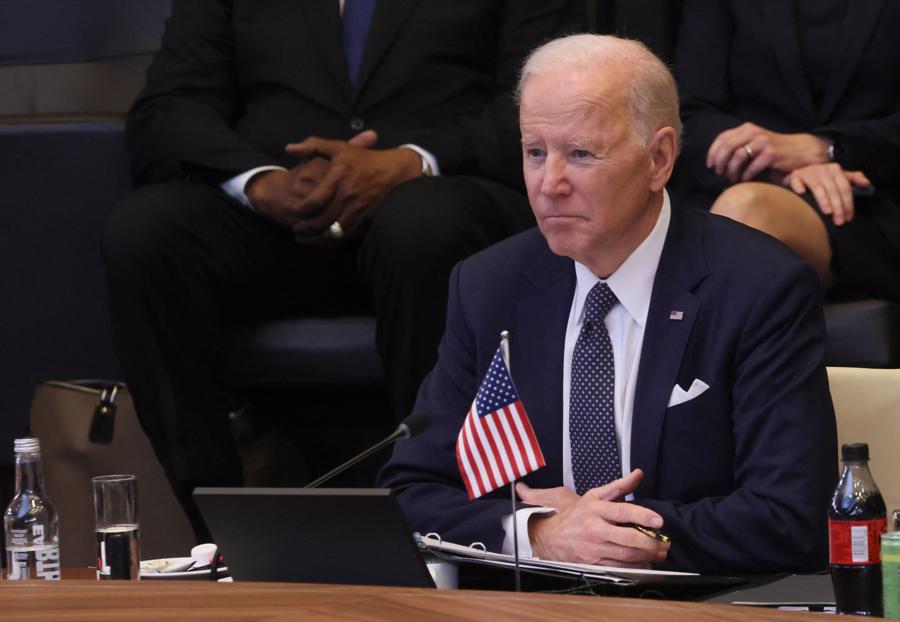 Tổng thống Mỹ Joe Biden tại một cuộc họp của NATO tại Brussels v&agrave;o ng&agrave;y 24/3/2022 - Ảnh: AFP