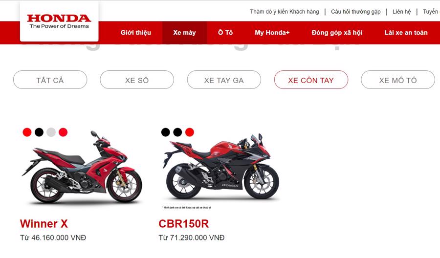 Honda Monkey v&agrave; Honda MSX đ&atilde; kh&ocirc;ng c&ograve;n tr&ecirc;n website của Honda Việt Nam
