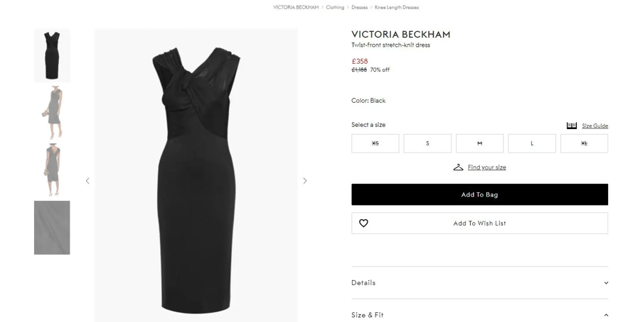 Một số thiết kế của Victoria Beckham đang giảm gi&aacute; tới 70% tr&ecirc;n trang&nbsp;The Outnet.