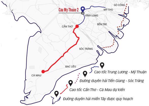 Dự án đường ven biển giúp kết nối 8 tỉnh, thành phía Nam, rút ngắn hành trình từ TP.HCM đi các tỉnh đồng bằng sông Cửu Long và Kiên Giang...