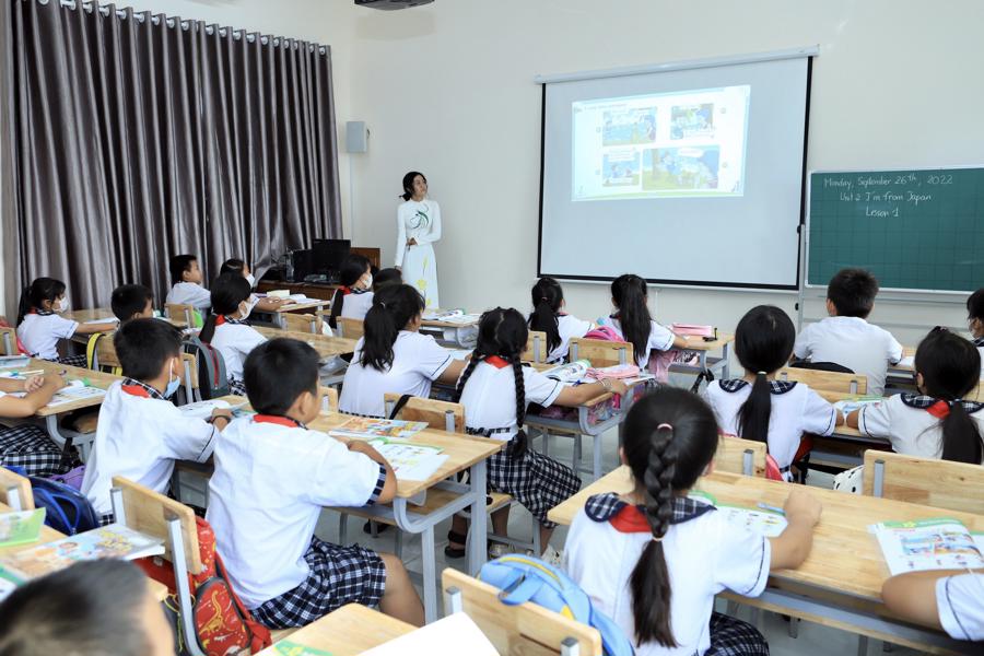 The English classrooms are equipped with projectors, creating excitement for students