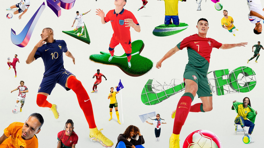 Một số &aacute;o đấu của c&aacute;c đội tuyển được Nike t&agrave;i trợ tại World Cup 2022.