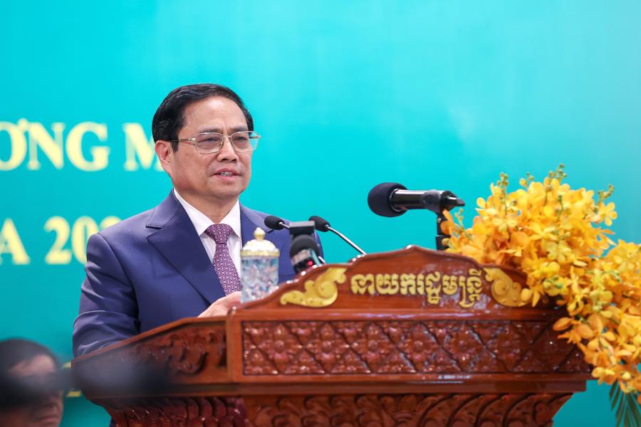 Thủ tướng Phạm Minh Ch&iacute;nh ph&aacute;t biểu tại diễn đ&agrave;n - Ảnh: VGP