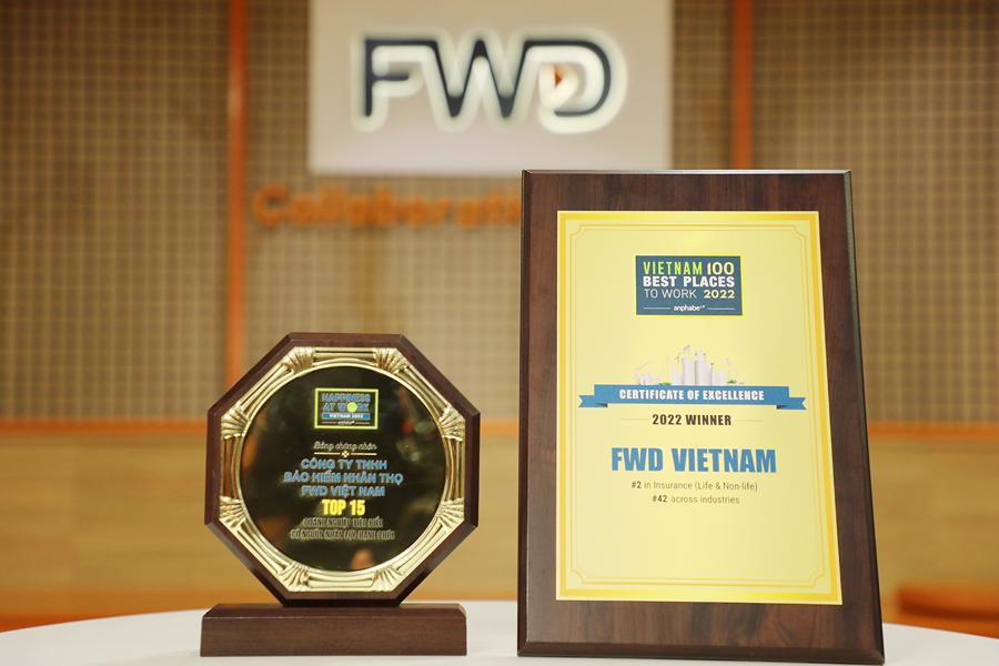 Năm thứ 5 li&ecirc;n tiếp Bảo hiểm FWD nằm trong &ldquo;Top 100 nơi l&agrave;m việc tốt nhất Việt Nam&rdquo;, xếp hạng 2 to&agrave;n ng&agrave;nh bảo hiểm năm 2022, theo kết quả khảo s&aacute;t của Anphabe.