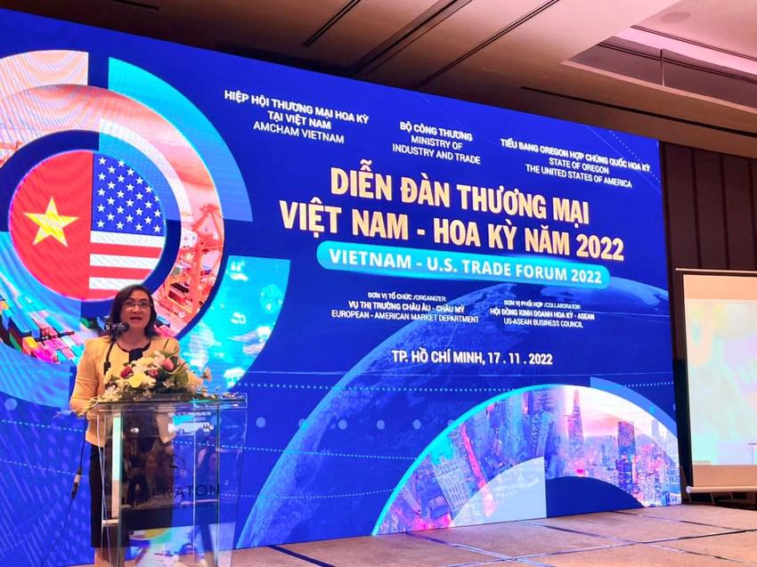 Bà Phan Thị Thắng, Phó Chủ tịch UBND TP.HCM: "Hiện trên địa bàn TP.HCM có 533 dự án đầu tư trực tiếp của các nhà đầu tư Hoa Kỳ, với tổng giá trị vốn đầu tư đạt hơn 1,36 tỷ USD" - Ảnh:BN.