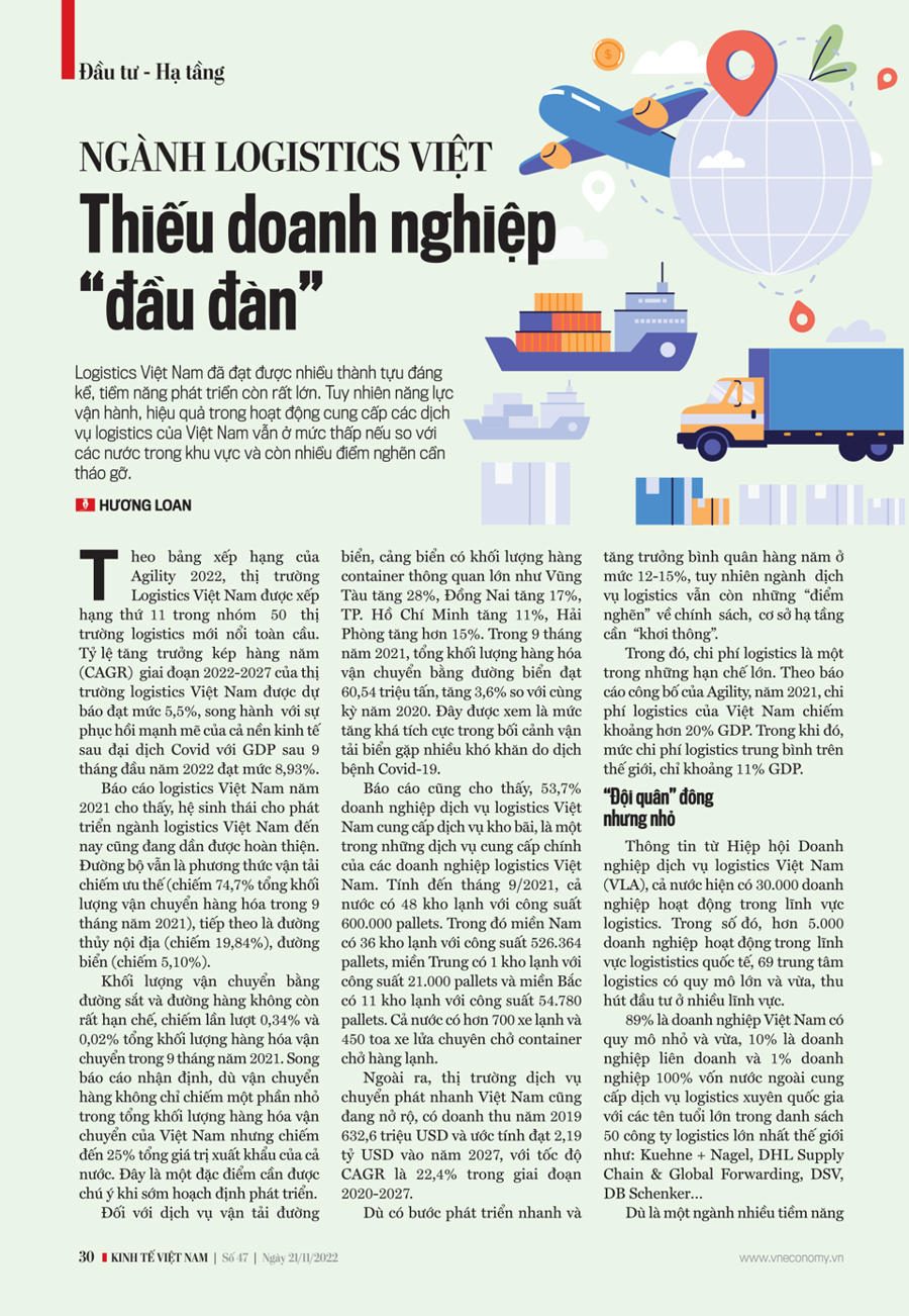 Ngành logistics Việt: Thiếu doanh nghiệp “đầu đàn” - Ảnh 1