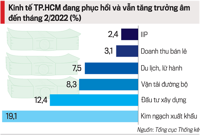 TP.HCM bắt đầu từ tăng trưởng âm, đến tháng 2 vẫn âm, nhưng tính chung cả năm 2022, PII của thành phố dự kiến ​​tăng hơn 17%.