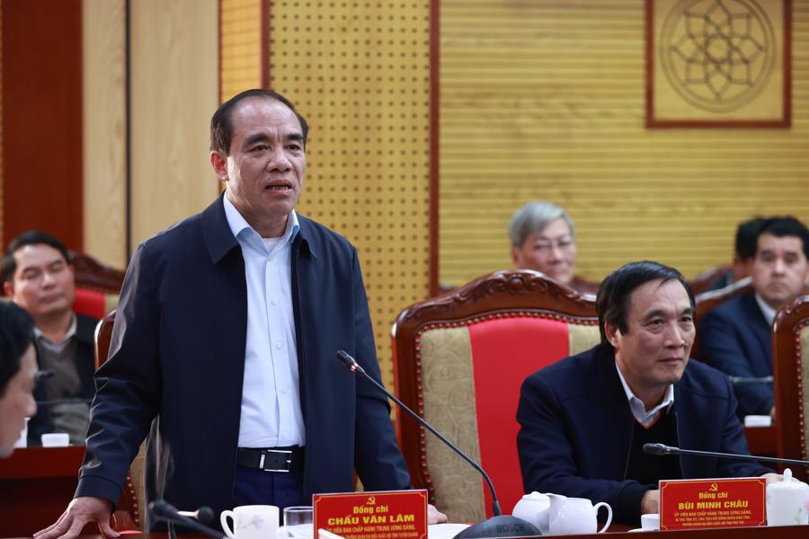 Bí thư Tỉnh ủy Tuyên Quang Chẩu Văn Lâm phát biểu tại buổi làm việc - Ảnh: VGP