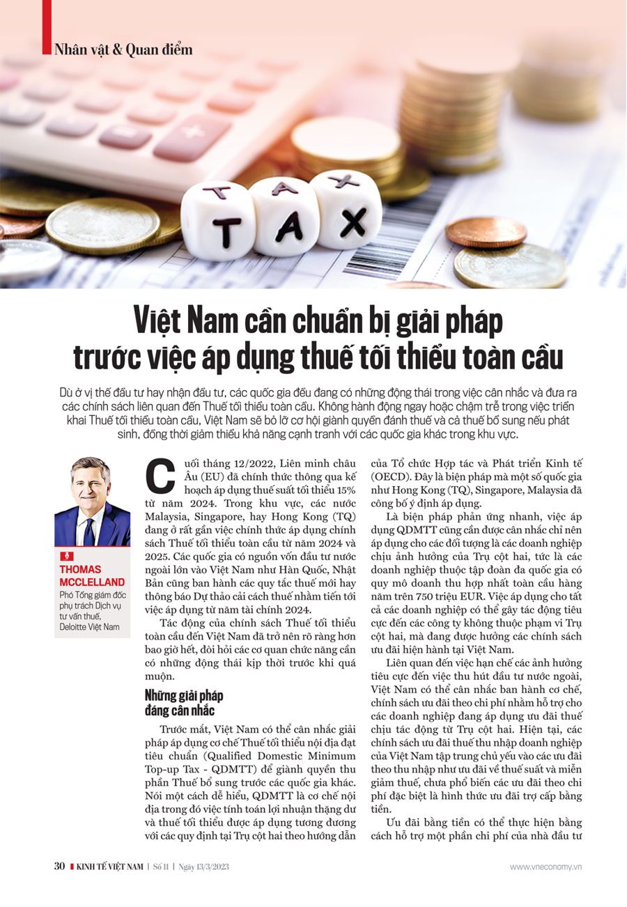 Việt Nam cần chuẩn bị giải pháp trước việc áp dụng thuế tối thiểu toàn cầu - Ảnh 1