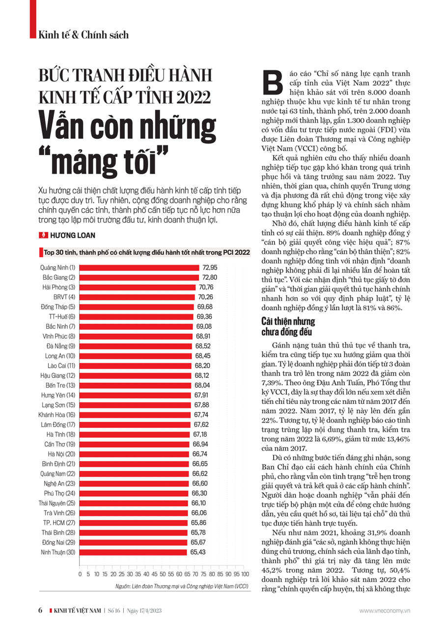 Bức tranh điều hành kinh tế cấp tỉnh 2022: Vẫn còn những “mảng tối” - Ảnh 1