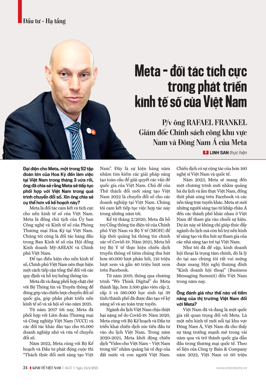 Meta - đối tác tích cực trong phát triển kinh tế số của Việt Nam - Ảnh 1