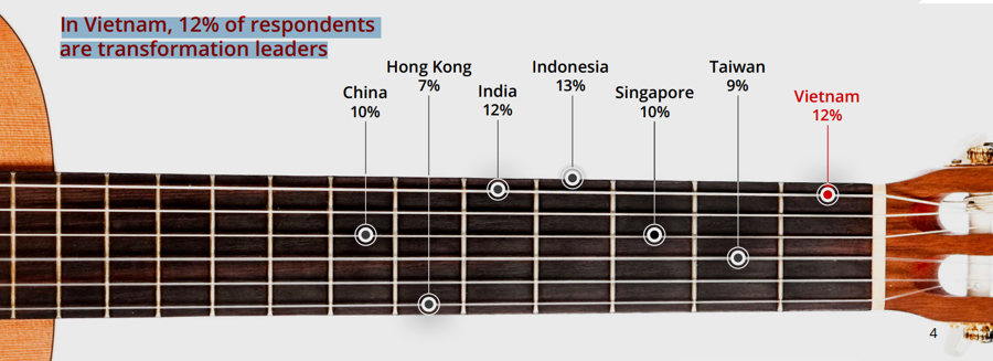 Tại Việt Nam, 12% số người được hỏi là những nhà lãnh đạo chuyển đổi