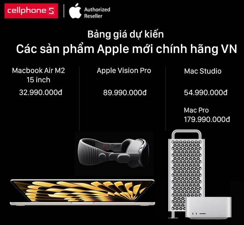 Bảng gi&aacute; dự kiến c&aacute;c sản phẩm mới của Apple tại CellphoneS.