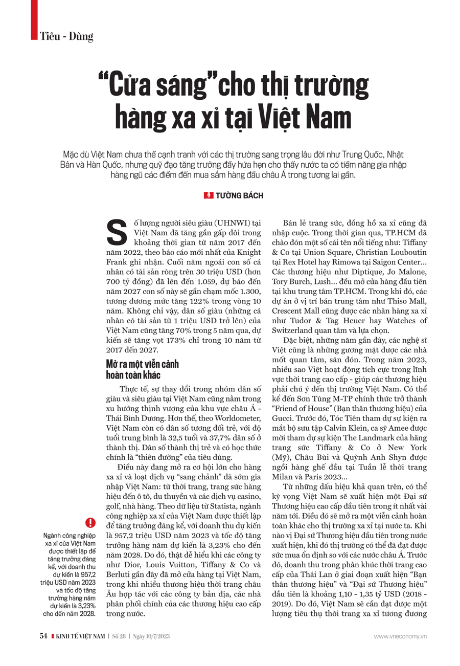 “Cửa sáng”cho thị trường hàng xa xỉ tại Việt Nam - Ảnh 1