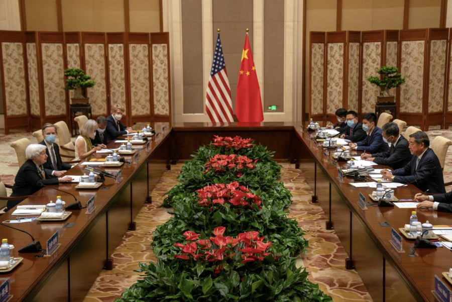 Một cuộc gặp Mỹ-Trung h&ocirc;m 8/7 trong khu&ocirc;n khổ chuyến thăm Bắc Kinh của Bộ trưởng Bộ T&agrave;i ch&iacute;nh Mỹ Janet Yellen - Ảnh: Reuters.